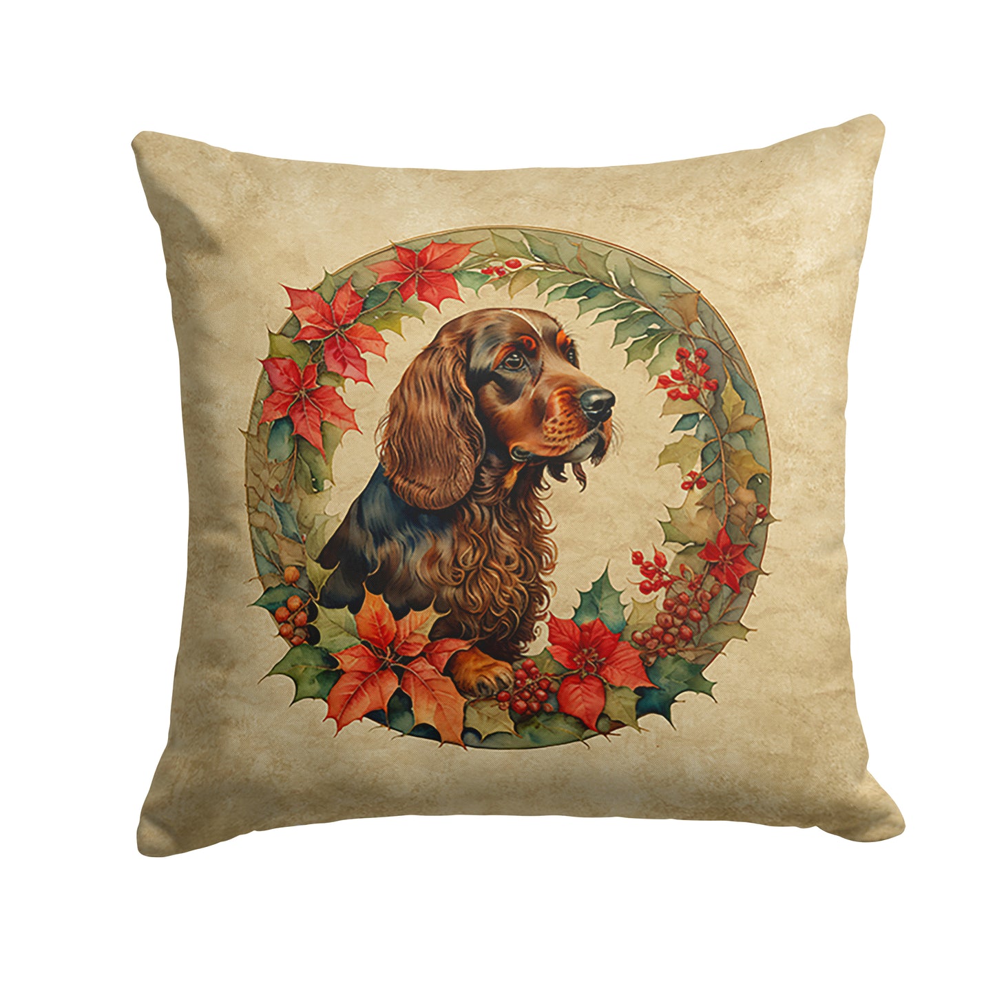 Buy this Field Spaniel Christmas Flowers Throw Pillow