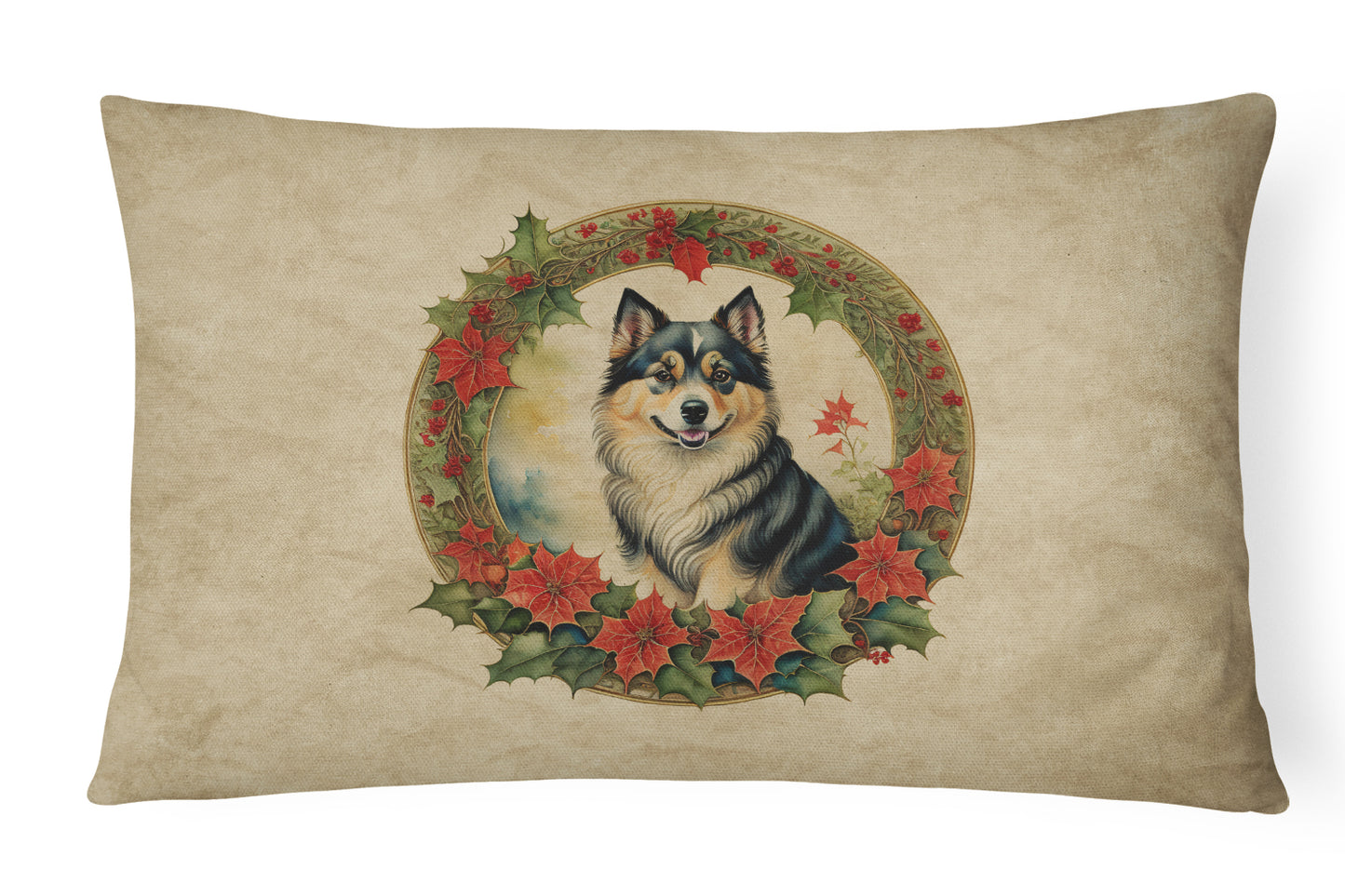 Buy this Finnish Lapphund Christmas Flowers Throw Pillow