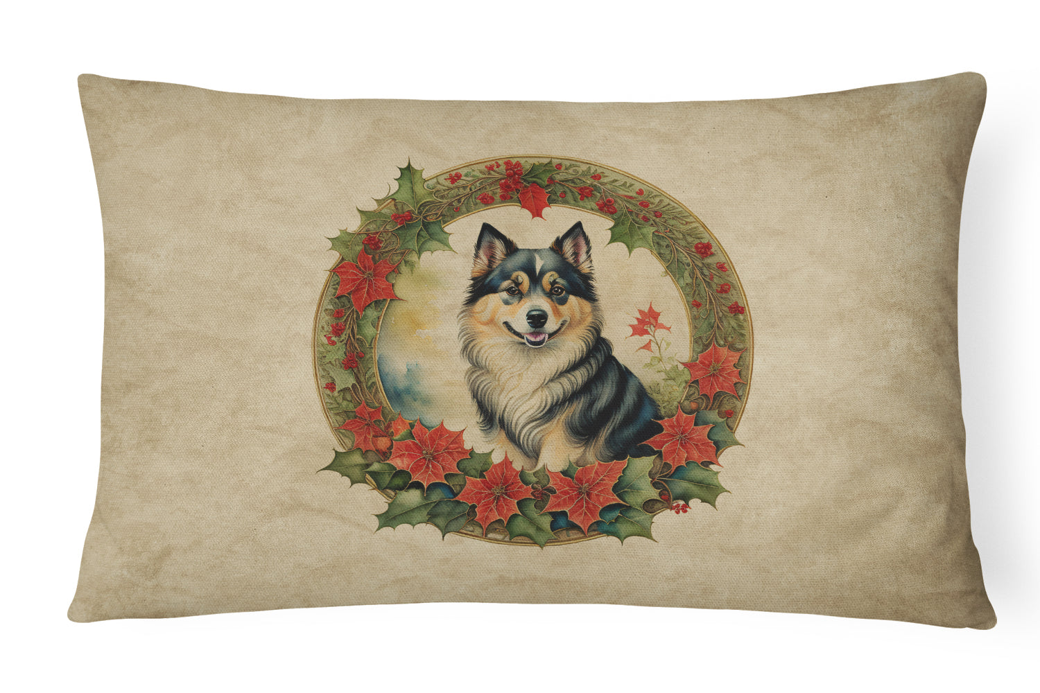 Buy this Finnish Lapphund Christmas Flowers Throw Pillow