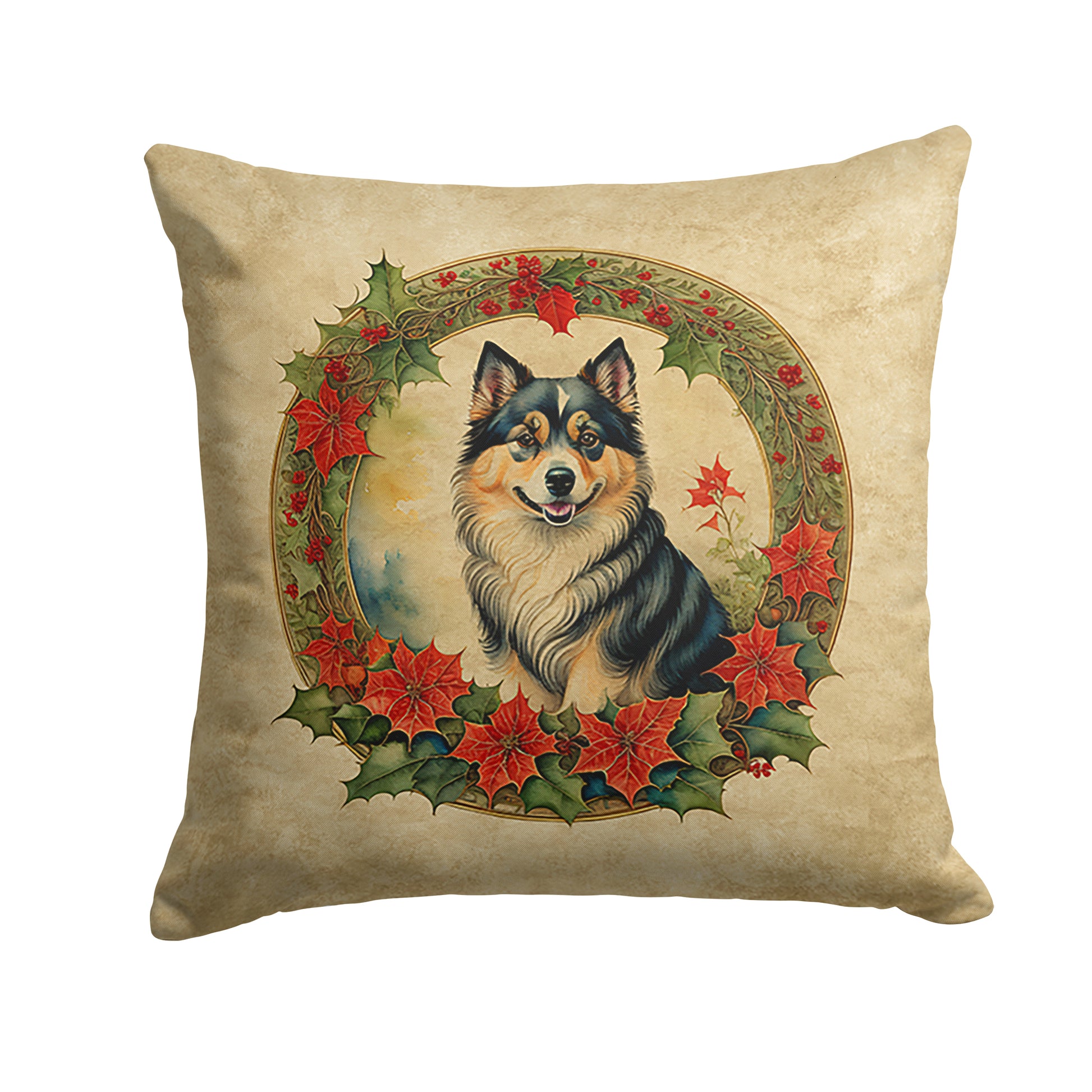 Buy this Finnish Lapphund Christmas Flowers Throw Pillow