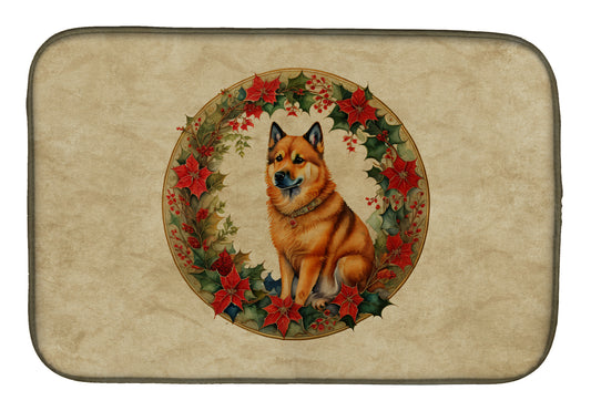 Buy this Finnish Spitz Christmas Flowers Dish Drying Mat