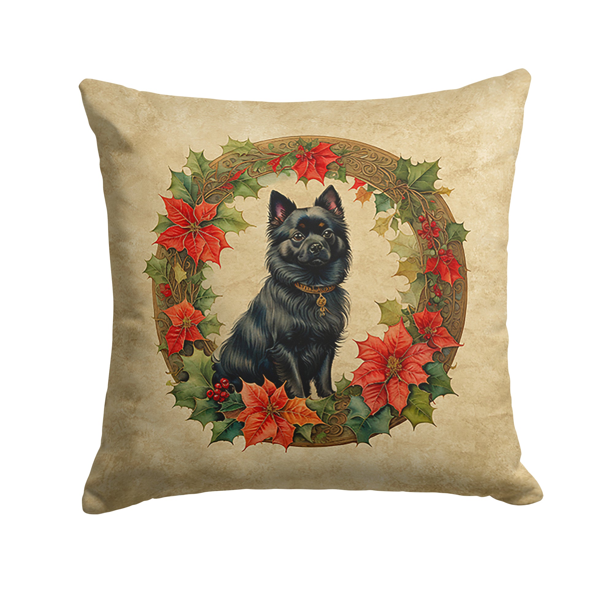 Buy this German Spitz Christmas Flowers Throw Pillow