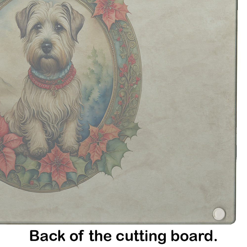 Glen of Imaal Terrier Christmas Flowers Glass Cutting Board