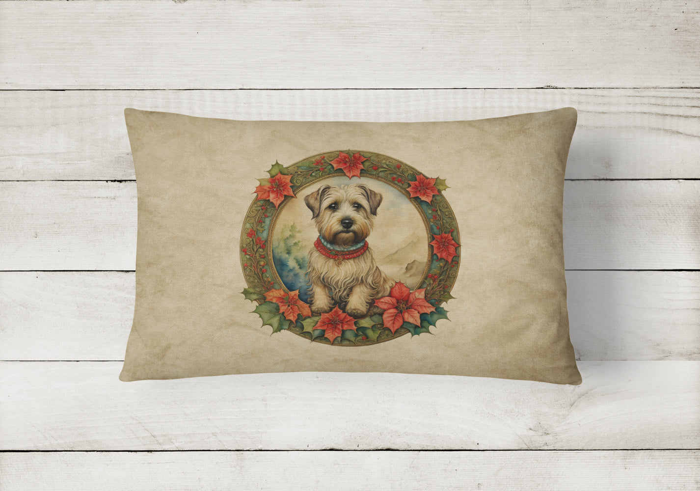 Glen of Imaal Terrier Christmas Flowers Throw Pillow