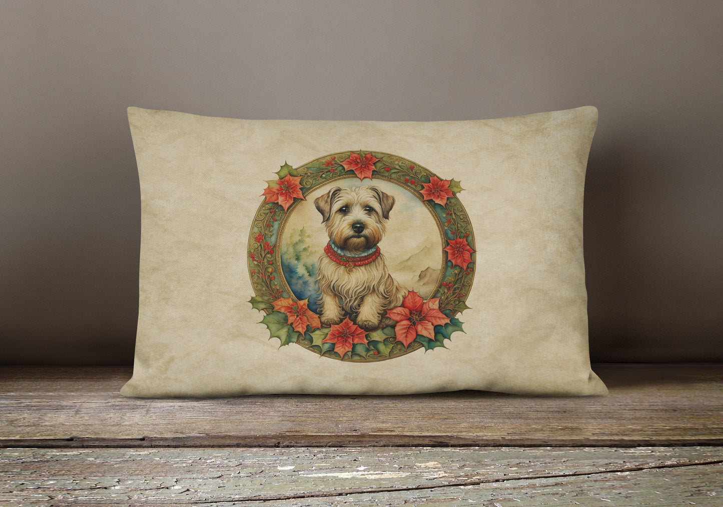 Glen of Imaal Terrier Christmas Flowers Throw Pillow