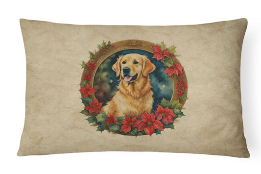 Buy this Golden Retriever Christmas Flowers Throw Pillow