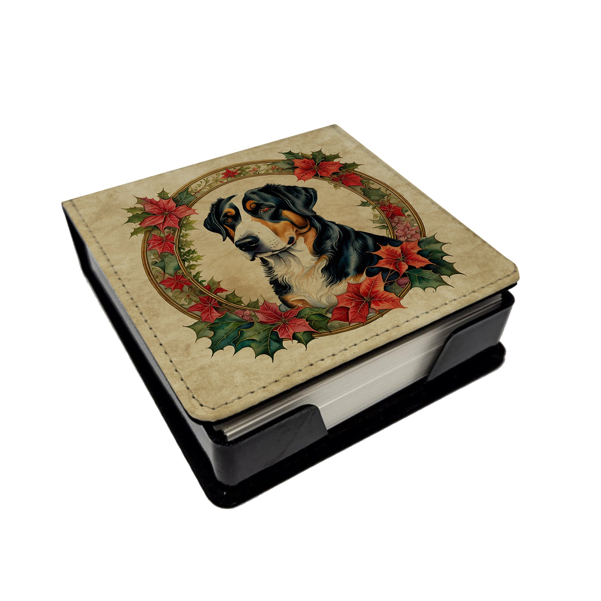 Buy this Greater Swiss Mountain Dog Christmas Flowers PU Leather Note Paper Holder