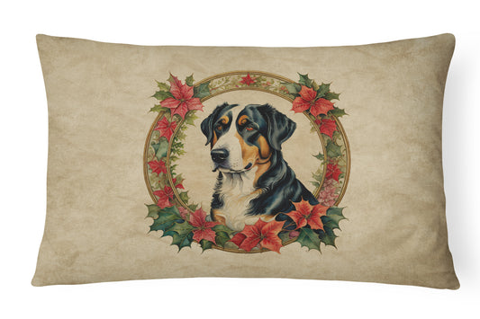 Buy this Greater Swiss Mountain Dog Christmas Flowers Throw Pillow