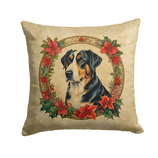 Buy this Greater Swiss Mountain Dog Christmas Flowers Throw Pillow