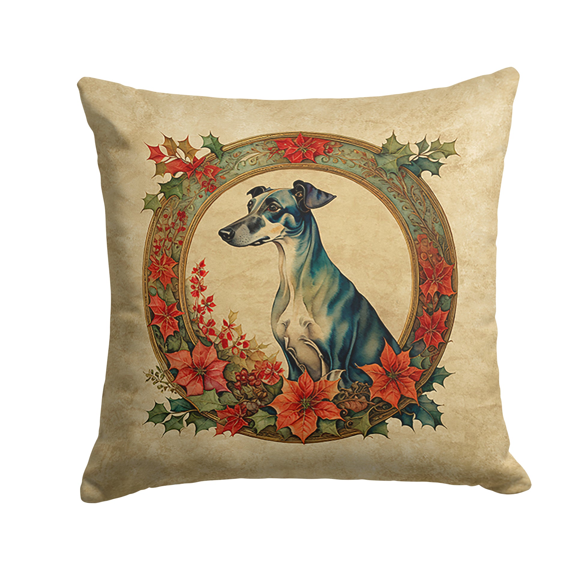 Buy this Greyhound Christmas Flowers Throw Pillow