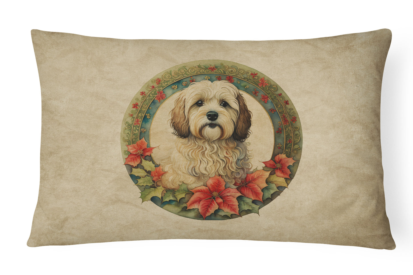 Buy this Havanese Christmas Flowers Throw Pillow