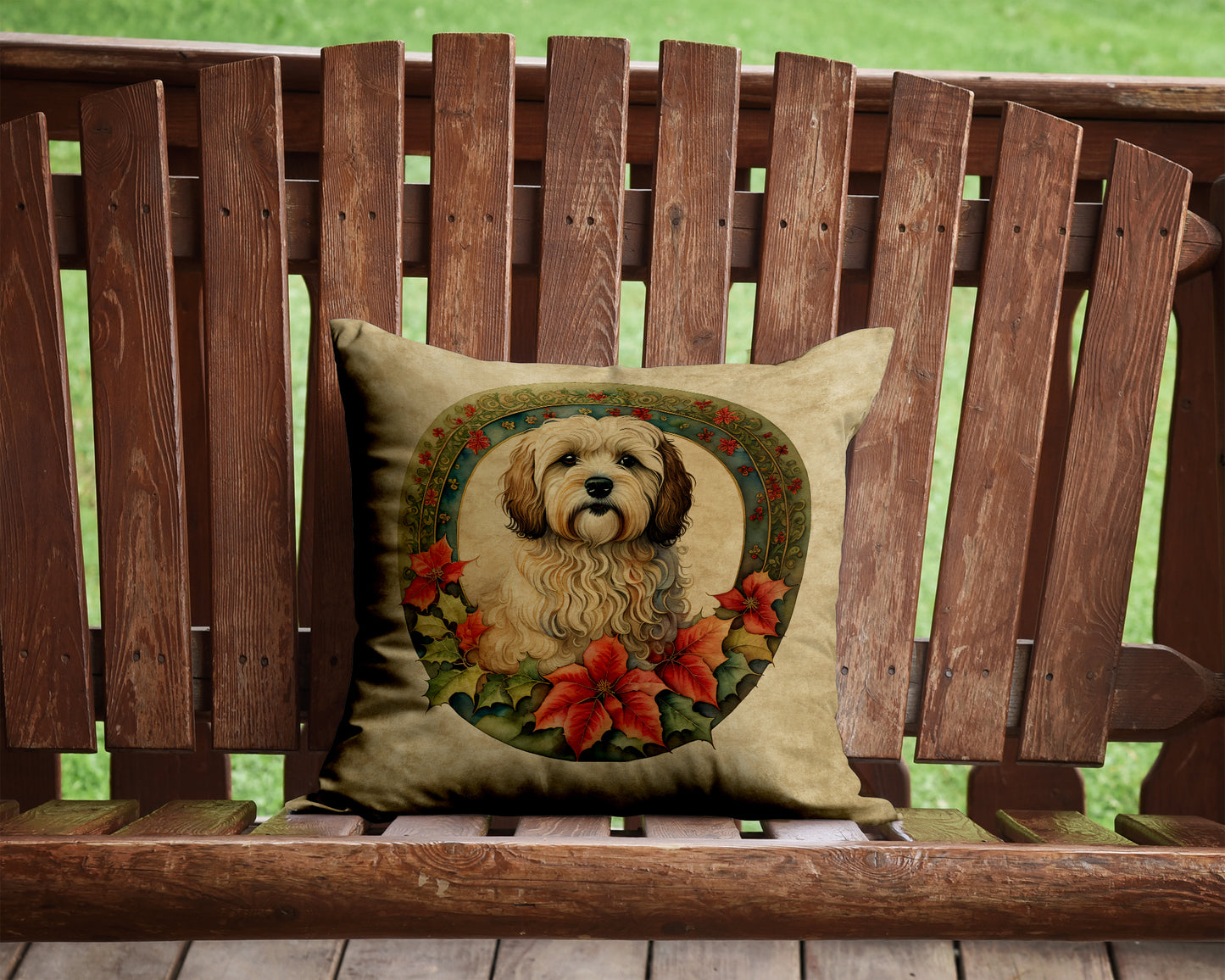 Havanese Christmas Flowers Throw Pillow