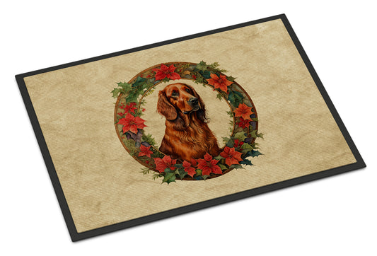 Buy this Irish Setter Christmas Flowers Doormat