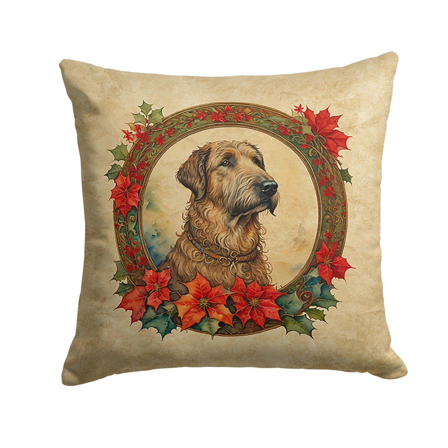 Buy this Irish Wolfhound Christmas Flowers Throw Pillow