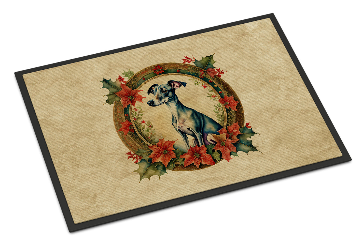 Buy this Italian Greyhound Christmas Flowers Doormat