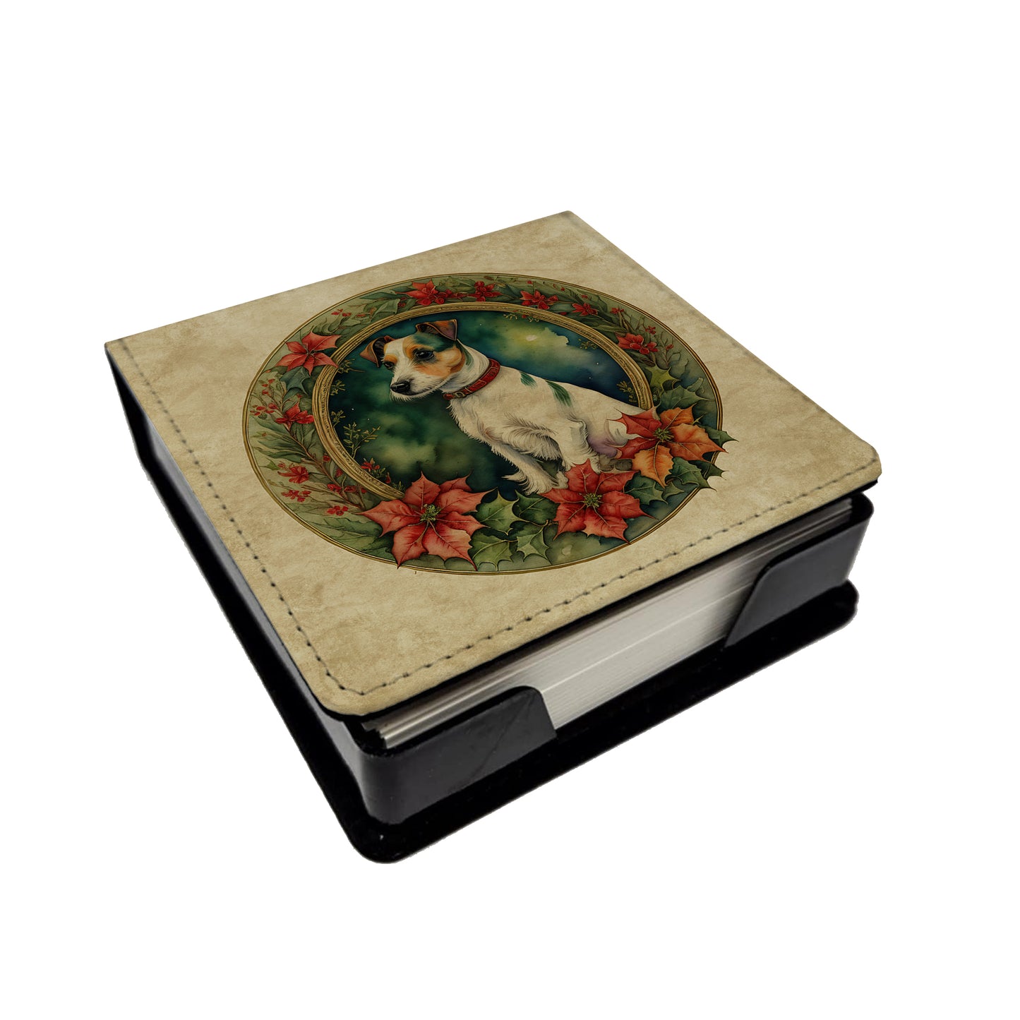 Buy this Jack Russell Terrier Christmas Flowers PU Leather Note Paper Holder