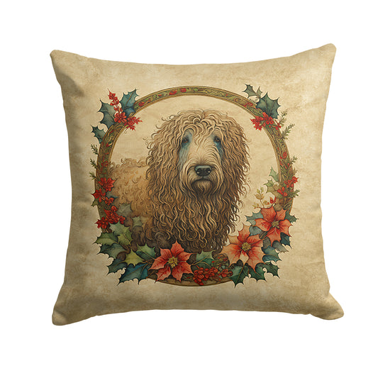 Buy this Komondor Christmas Flowers Throw Pillow