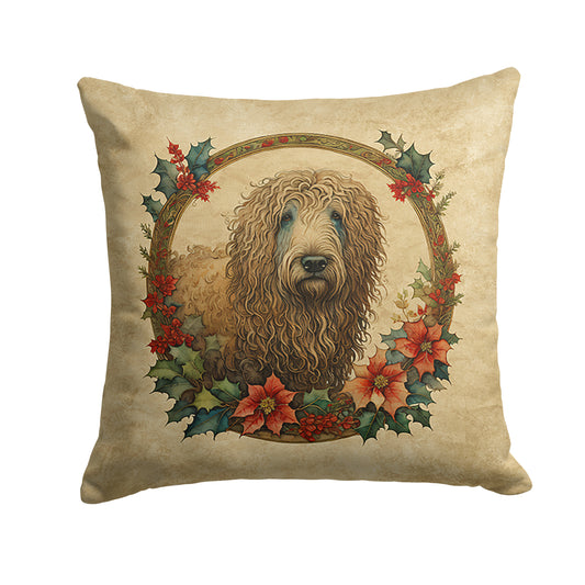 Buy this Komondor Christmas Flowers Throw Pillow