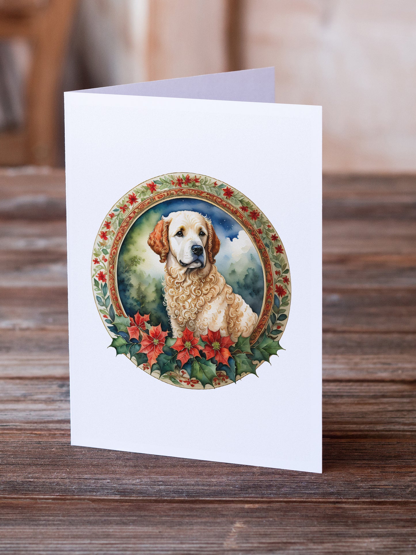 Kuvasz Christmas Flowers Greeting Cards Pack of 8