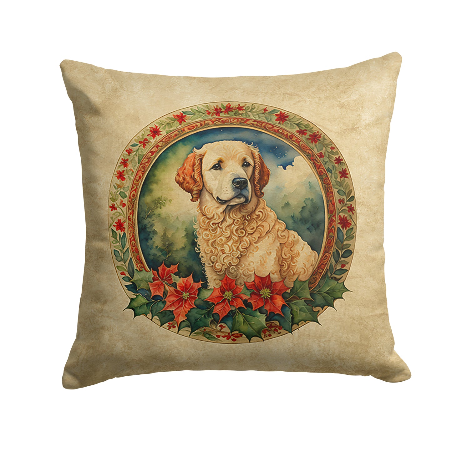 Buy this Kuvasz Christmas Flowers Throw Pillow