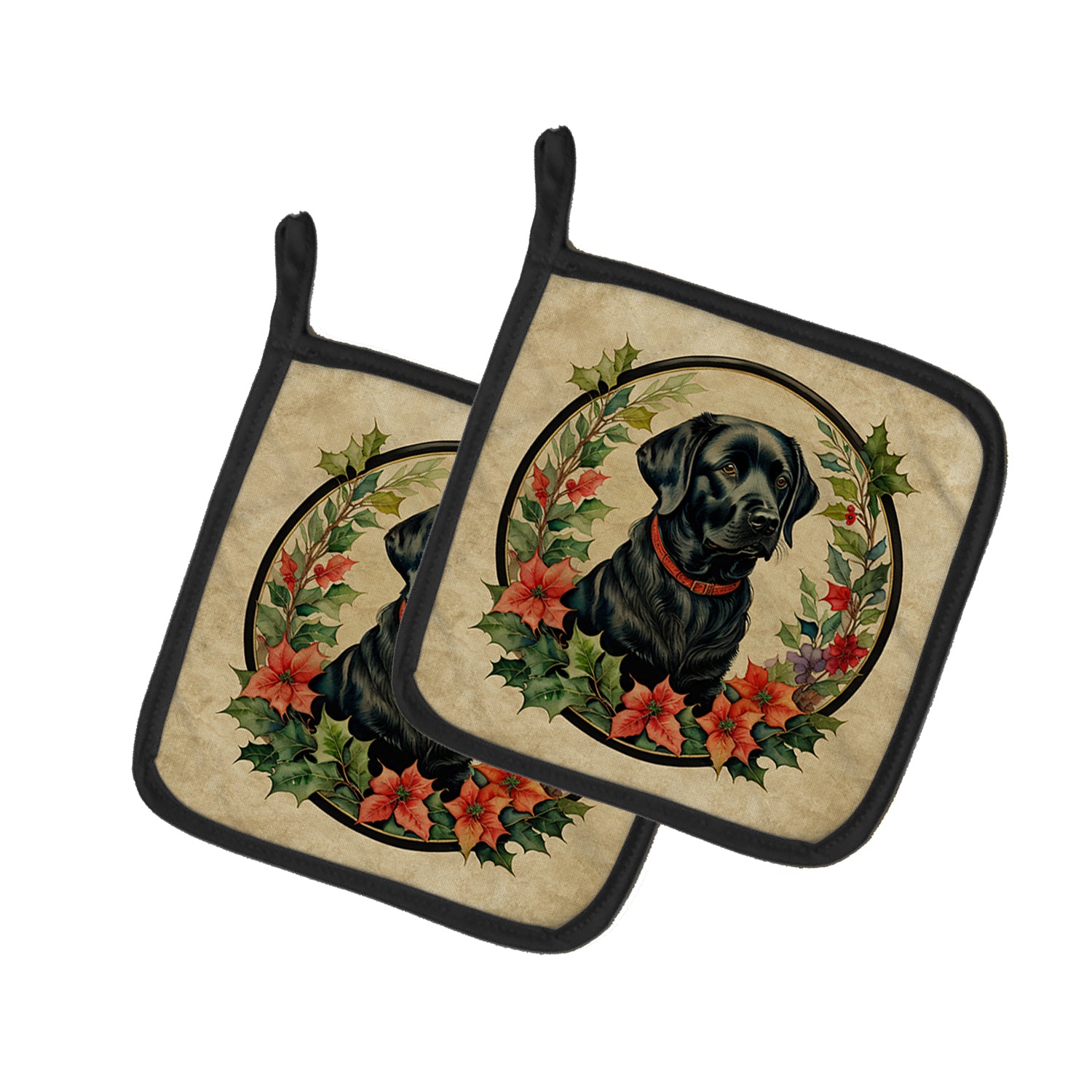 Buy this Labrador Retriever Christmas Flowers Pair of Pot Holders