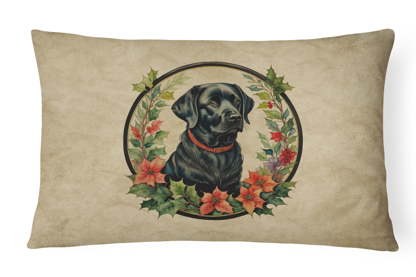 Buy this Labrador Retriever Christmas Flowers Throw Pillow