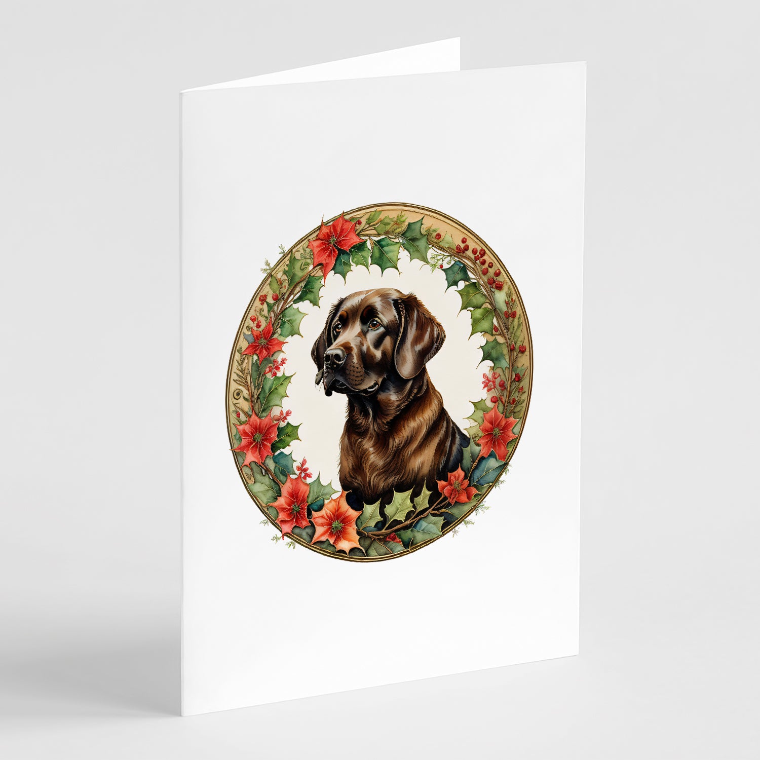 Buy this Labrador Retriever Christmas Flowers Greeting Cards Pack of 8