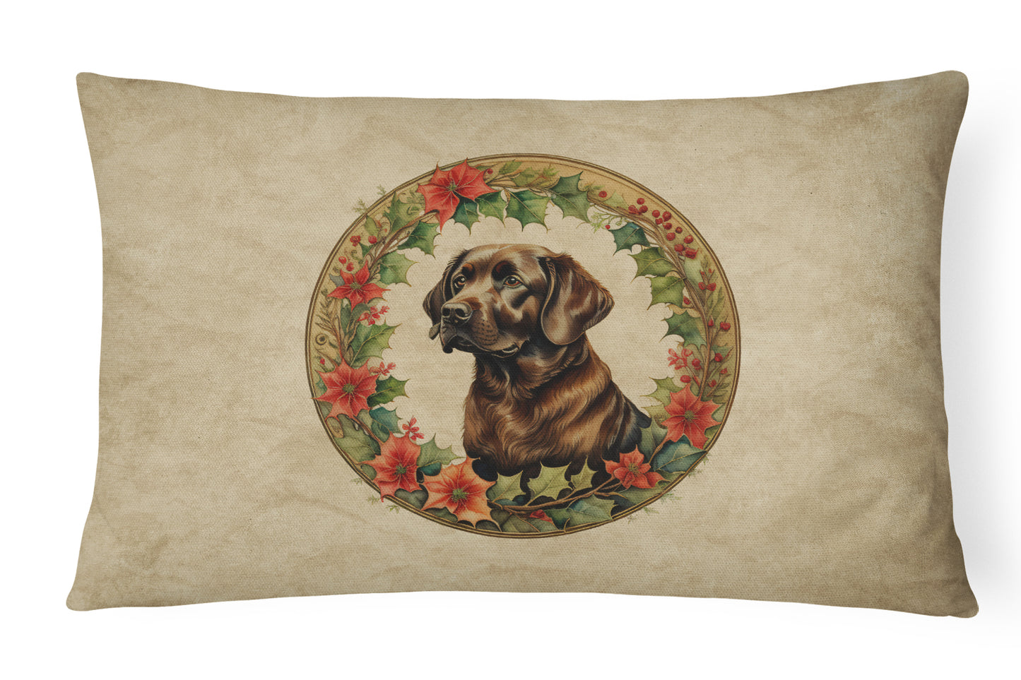 Buy this Labrador Retriever Christmas Flowers Throw Pillow