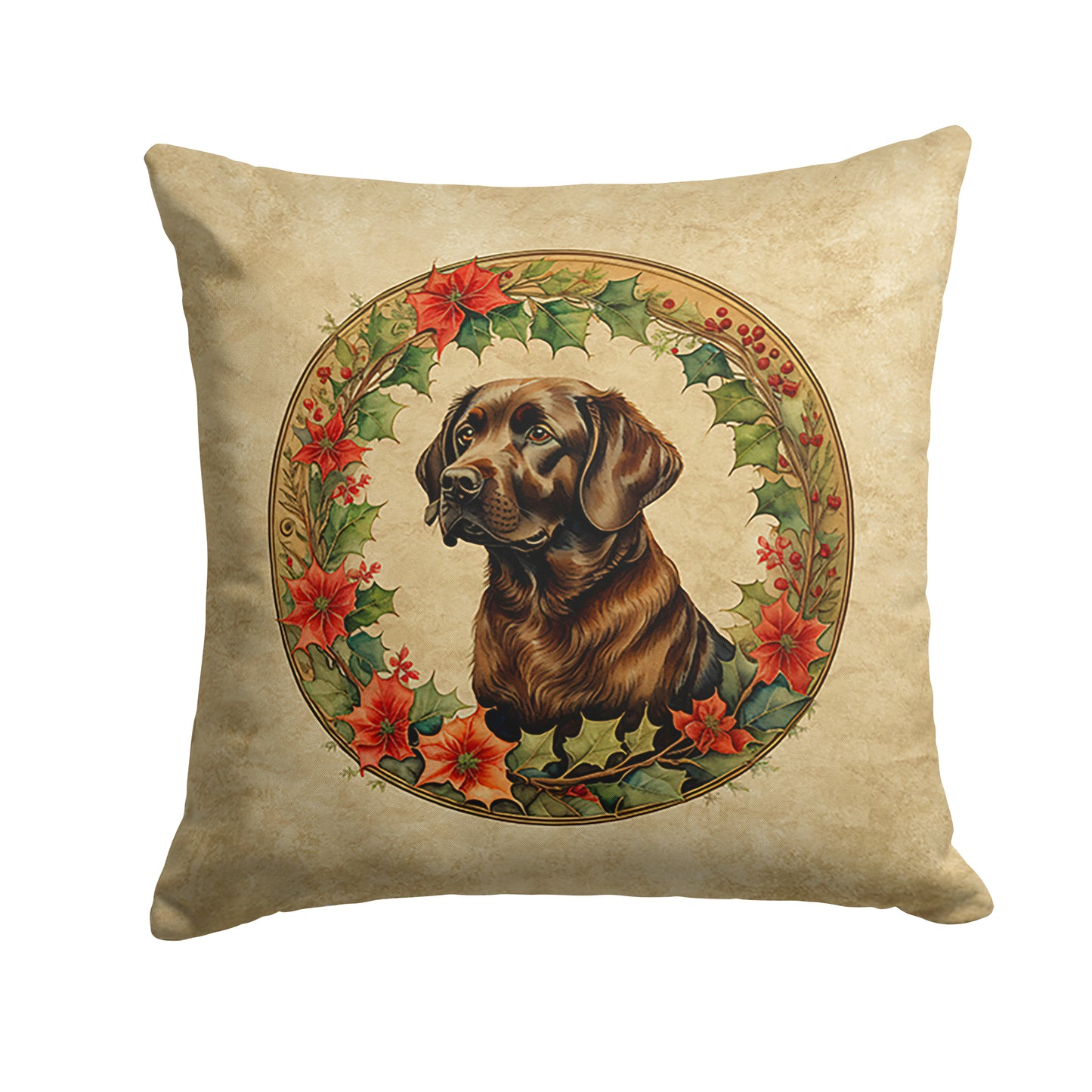 Buy this Labrador Retriever Christmas Flowers Throw Pillow