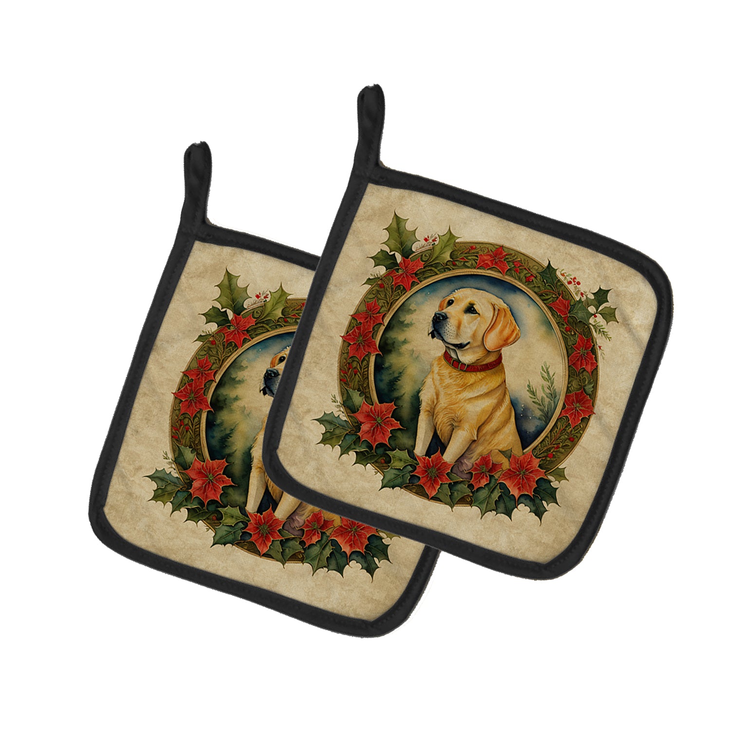 Buy this Labrador Retriever Christmas Flowers Pair of Pot Holders