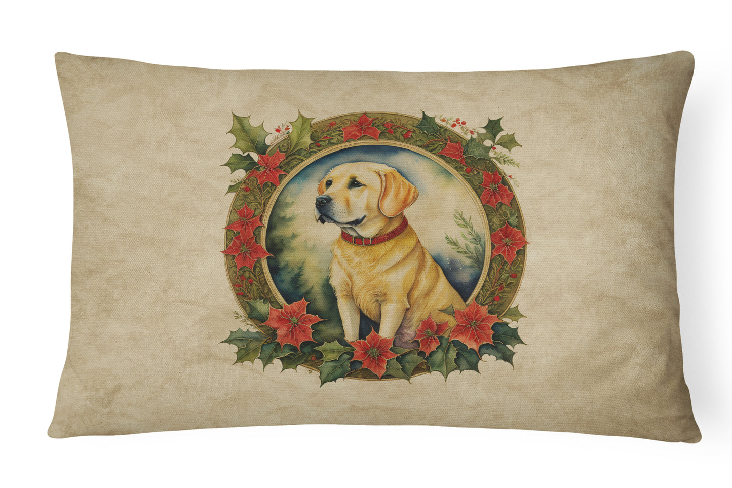 Buy this Labrador Retriever Christmas Flowers Throw Pillow