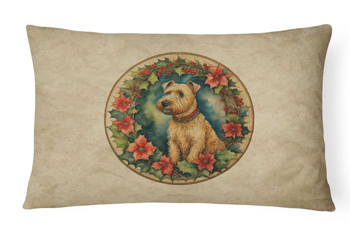 Buy this Lakeland Terrier Christmas Flowers Throw Pillow