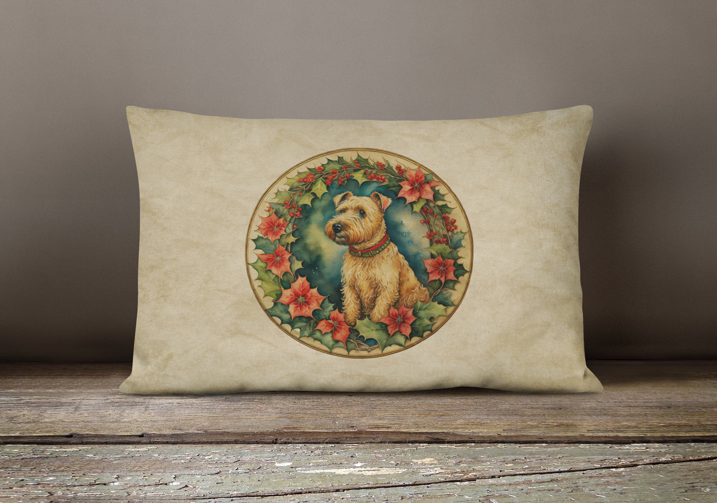 Lakeland Terrier Christmas Flowers Throw Pillow