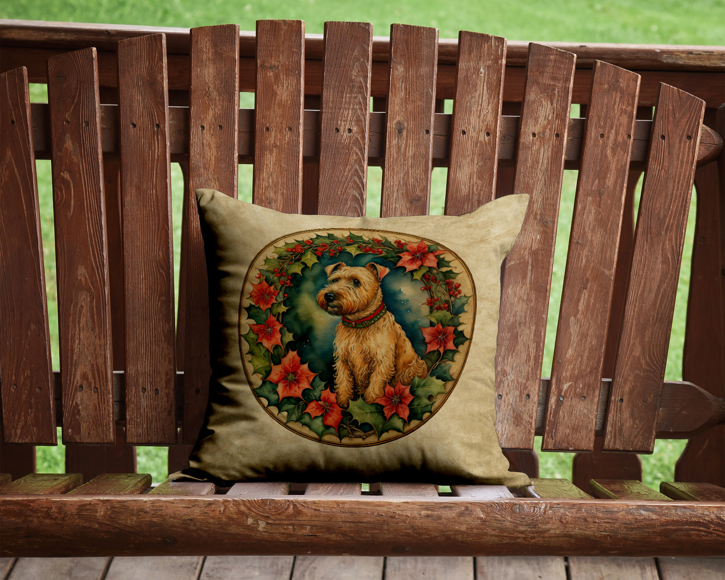 Lakeland Terrier Christmas Flowers Throw Pillow