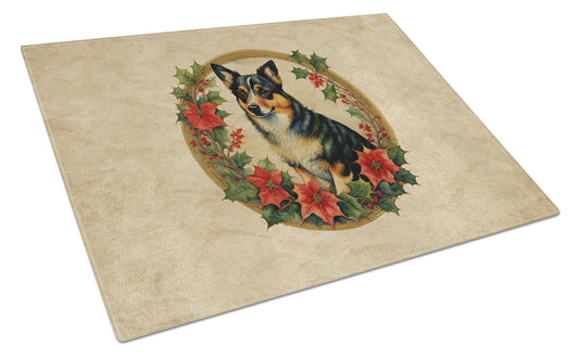 Buy this Lancashire Heeler Christmas Flowers Glass Cutting Board