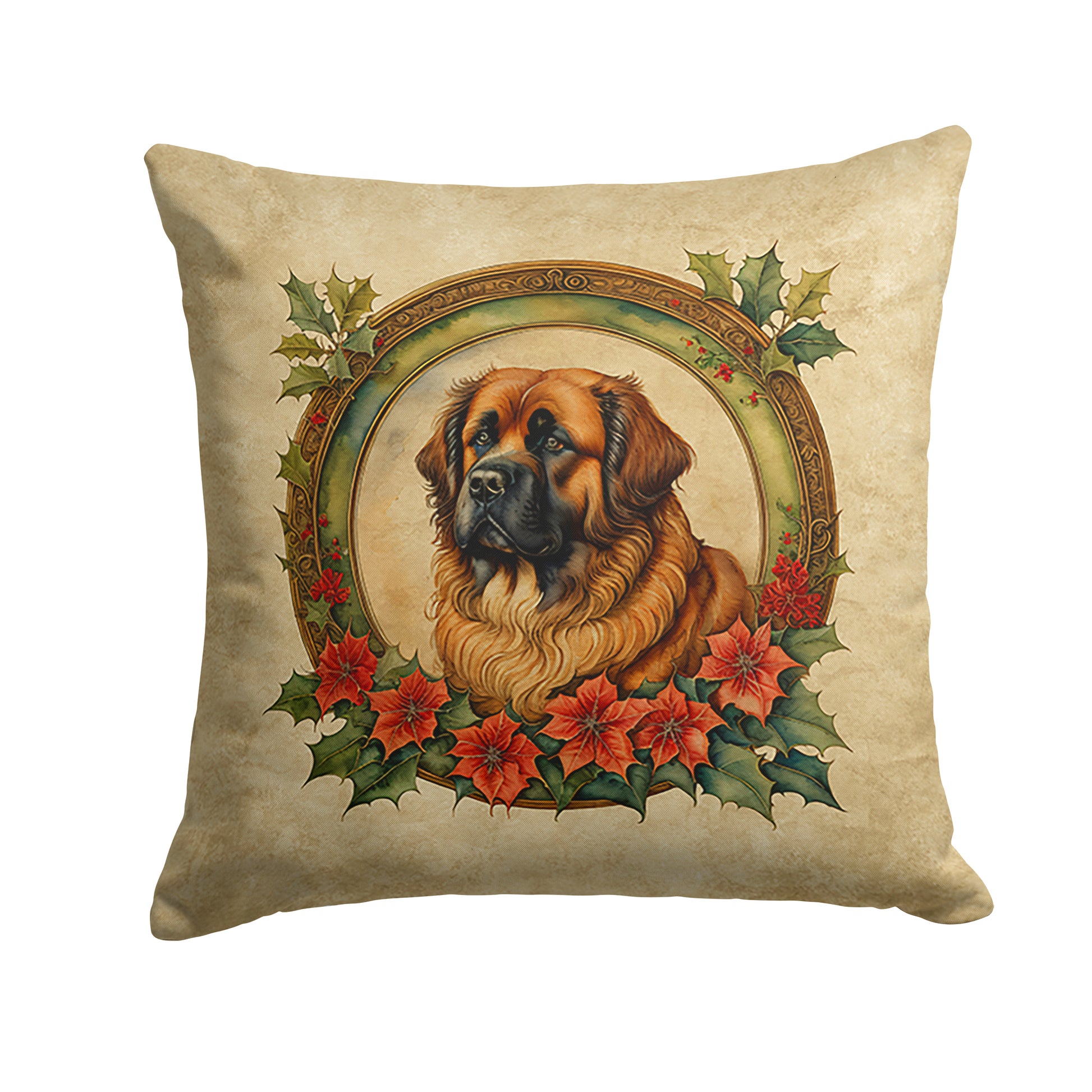 Buy this Leonberger Christmas Flowers Throw Pillow