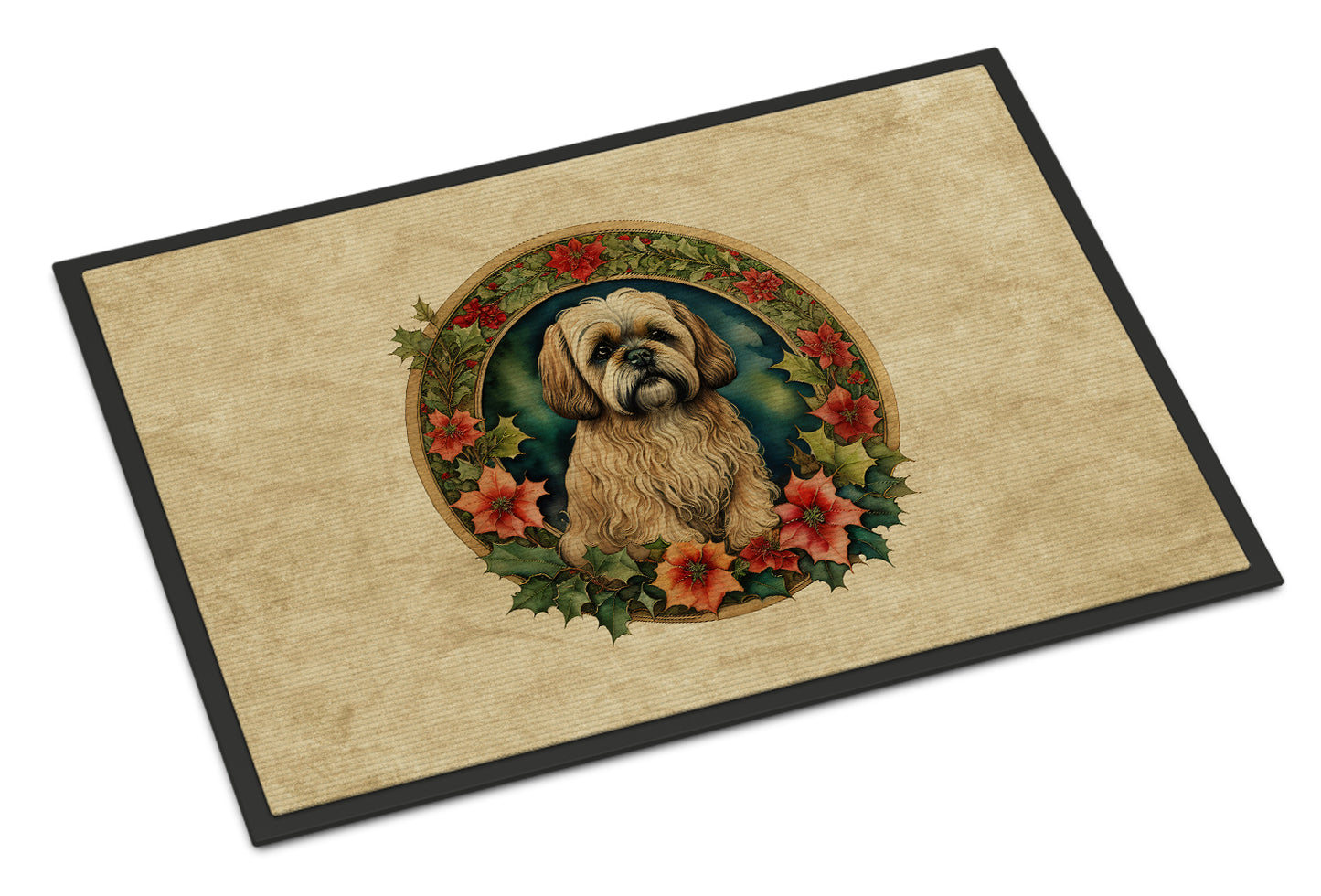 Buy this Lhasa Apso Christmas Flowers Doormat