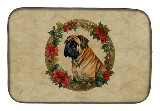 Buy this Mastiff Christmas Flowers Dish Drying Mat