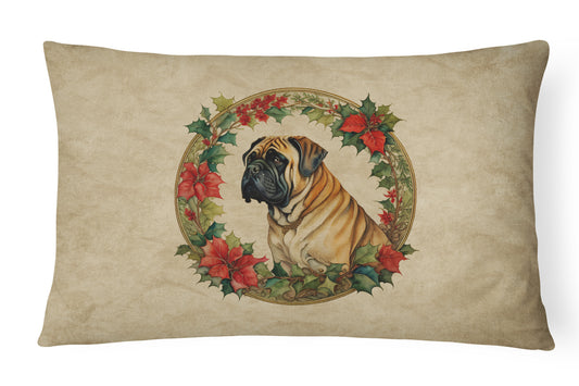 Buy this Mastiff Christmas Flowers Throw Pillow