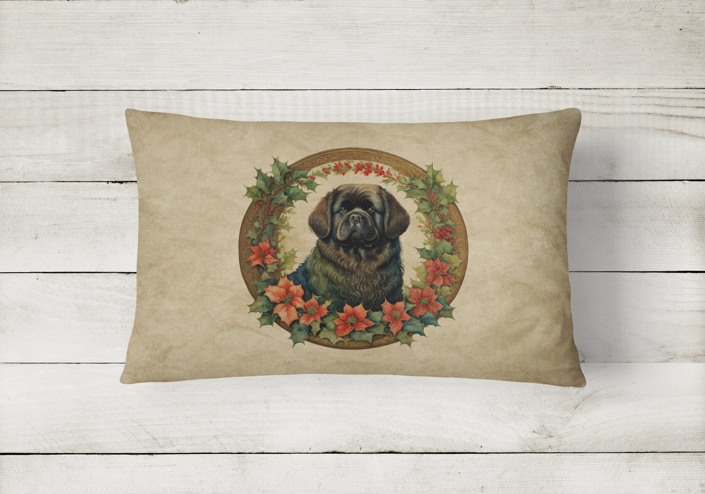 Newfoundland Christmas Flowers Throw Pillow