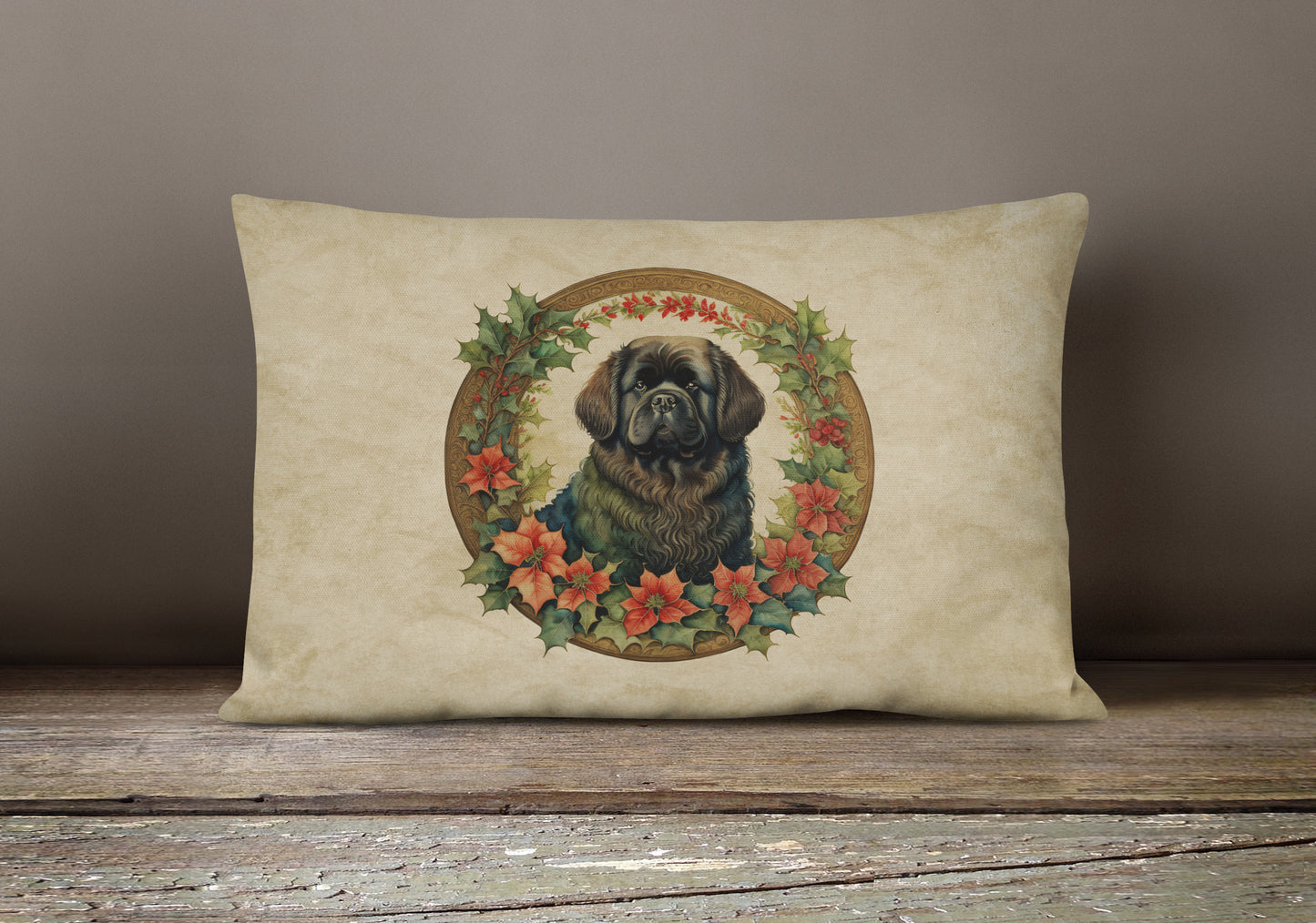 Newfoundland Christmas Flowers Throw Pillow