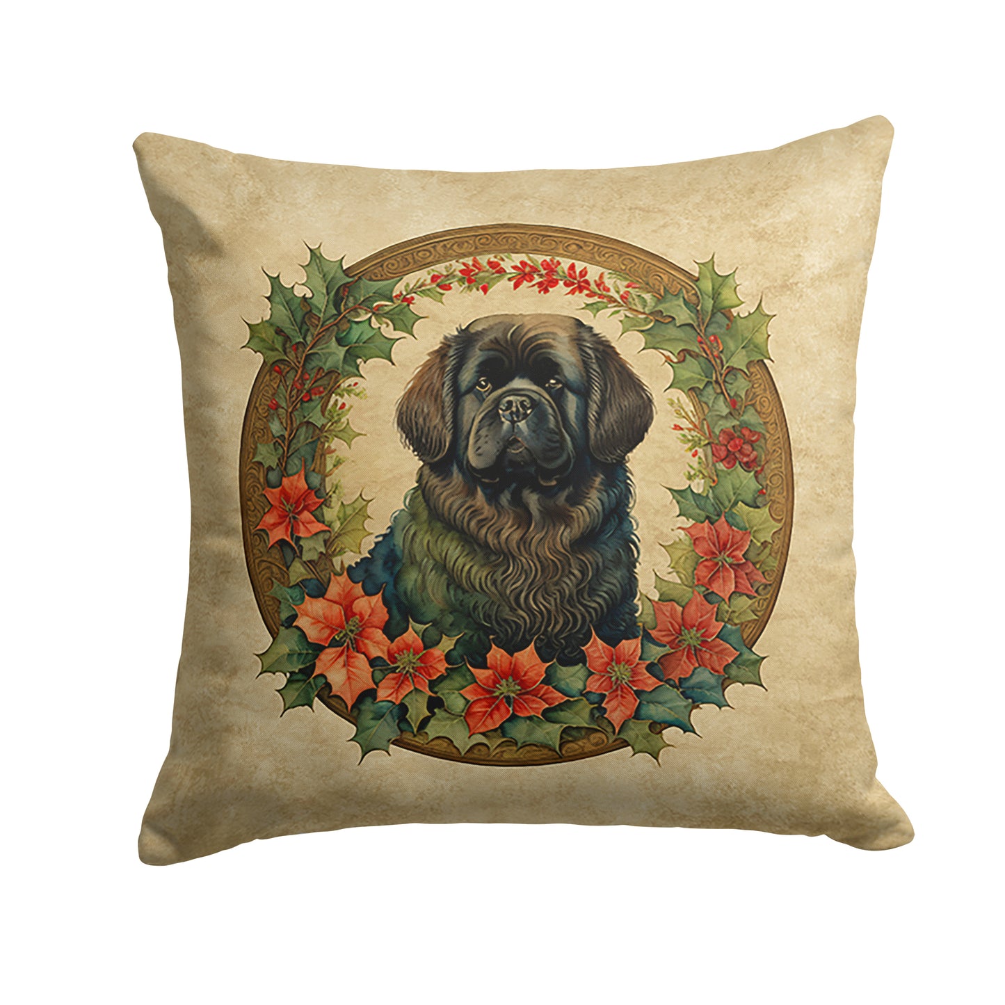 Buy this Newfoundland Christmas Flowers Throw Pillow