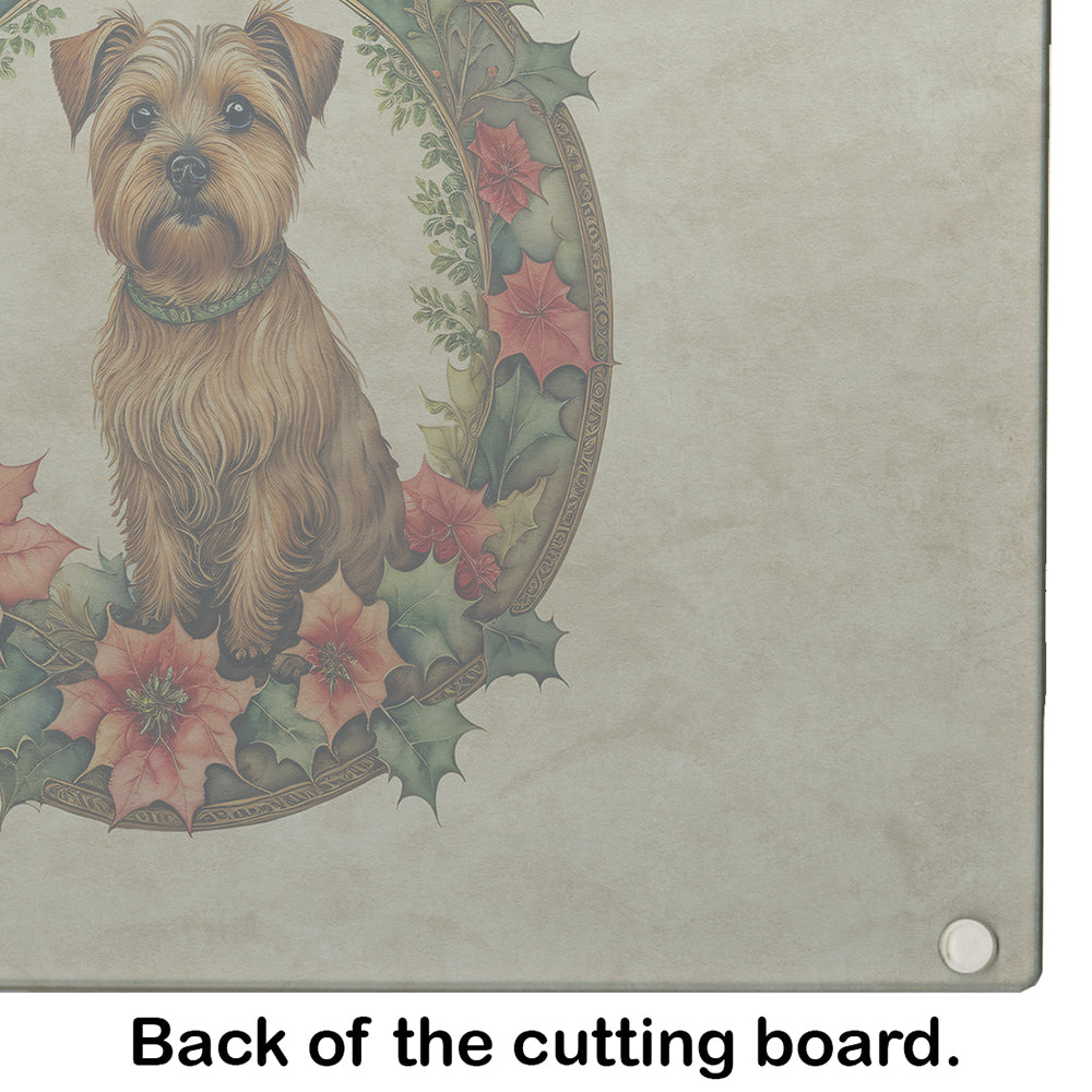 Norfolk Terrier Christmas Flowers Glass Cutting Board