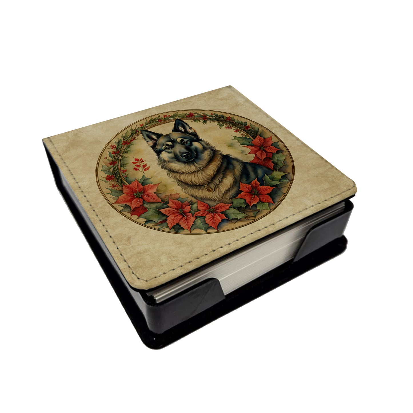 Buy this Norwegian Elkhound Christmas Flowers PU Leather Note Paper Holder