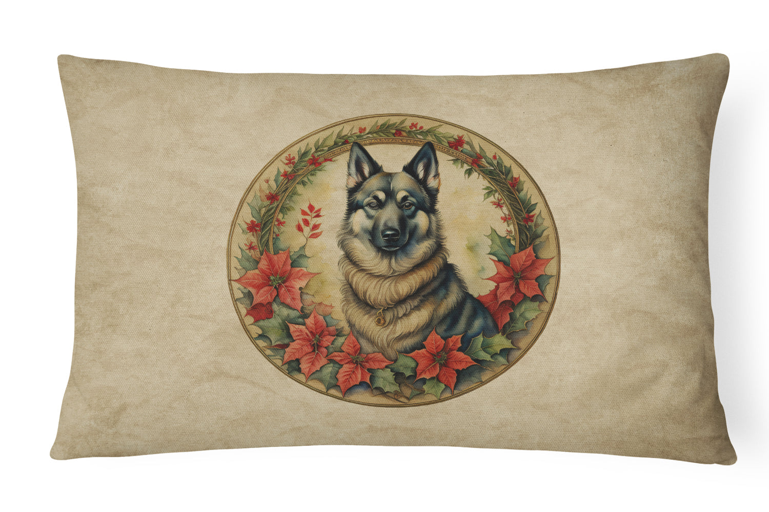 Buy this Norwegian Elkhound Christmas Flowers Throw Pillow