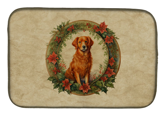 Buy this Nova Scotia Duck Tolling Retriever Christmas Flowers Dish Drying Mat