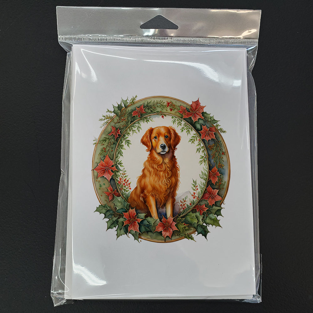 Nova Scotia Duck Tolling Retriever Christmas Flowers Greeting Cards Pack of 8