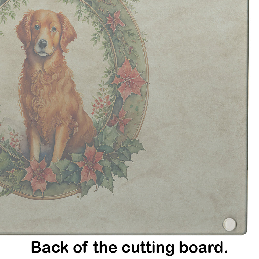 Nova Scotia Duck Tolling Retriever Christmas Flowers Glass Cutting Board