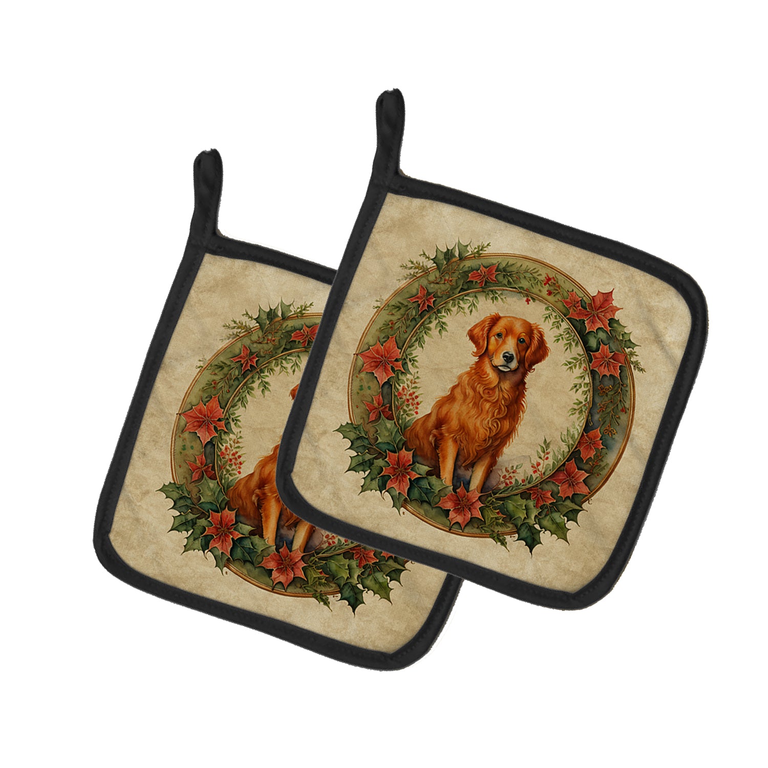 Buy this Nova Scotia Duck Tolling Retriever Christmas Flowers Pair of Pot Holders