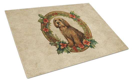 Buy this Otterhound Christmas Flowers Glass Cutting Board